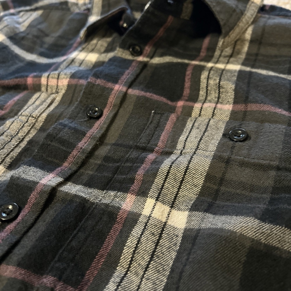 The North Face Men's Flannel Shirt Long Sleeve Button Down Gray Black Size M - Picture 4 of 5